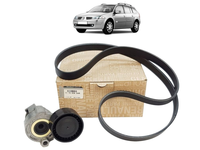 Kit Correia Poli V para Renault Logan 08/13 1.6 16v sem A/C com Direção Original 117203694R