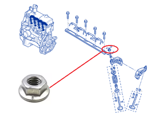 Porca do balancim Renault SanderoLogan 1.6 8v K7M 7703033205